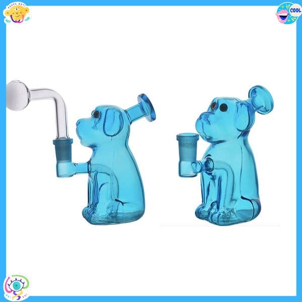Wholesale creative dog shape water oil burner pipe bongs colorful 14MM female glass hookah tobacco pipes for smoking