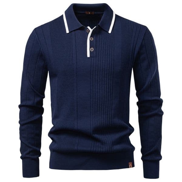 WOZK autumn and winter new item: men's collar sweater, polo half zipper high-quality knitted sweater, men's clothing