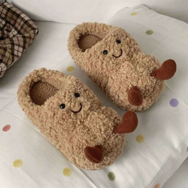 Women Indoor Fluffy Slippers Cute Cartoon Autumn Winter House Shoes Warm Faux Fur Anti-slip Girls Student Home Cotton Slides 25L1226