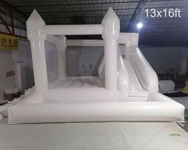 Wedding Bouncer White bounce house Inflatable Jumper With Slide Jumping ball pit Combo Outdoor Air Bouncy castle for kids adults included blower