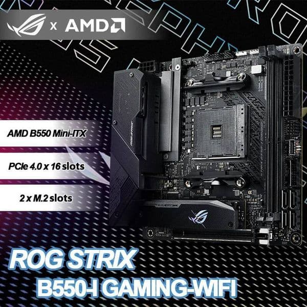 ASUS New ROG STRIX B550-I GAMING Wi-Fi 6 Mini ITX B550 2 x DIMM Max 64GB DDR4 5100OC MHz M2 SATA Desktop Socket AM4 CPU