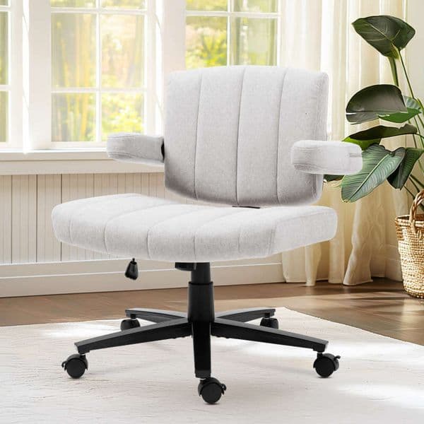 Home Office Chair, Fabric Criss Cross Swivel Desk with Wheel, Adjustable Height Computer Chair for Study Work Gaming Grey 9020 2004