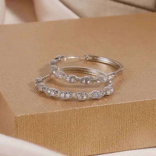 Huitan Modern Fashion Women's Big Hoop Shiny Cubic Zirconia Simple Elegant Female Circle Earrings Temperament Jewelry