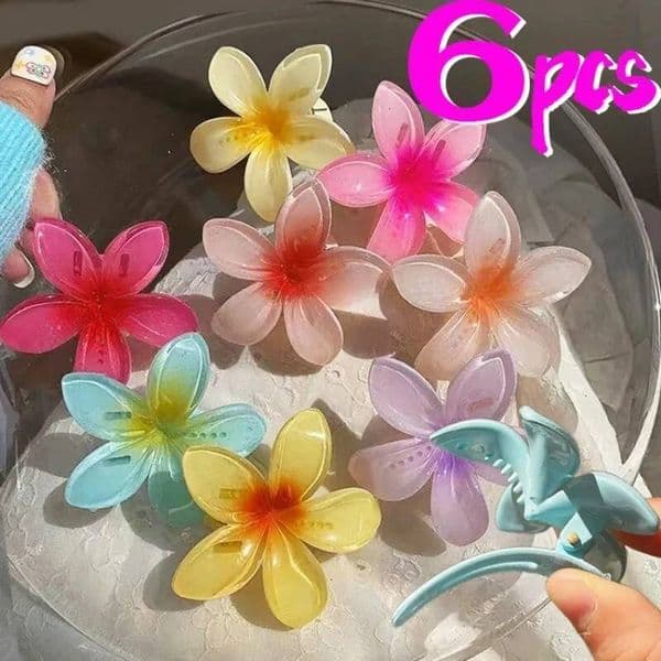 1/6Pcs New Egg Flower Clips 4/7cm for Women Beach Vacation Bohemia Style Bangs Side Large Claw Girls Hair Accessories ddmythur