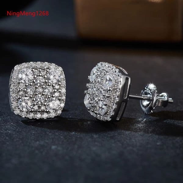 Aivenchy Custom Luxury Lab Grown Diamond GEM Earrings Rhodium S925 Sterling Silver Fine VVS Moissanite Women Stud Earrings