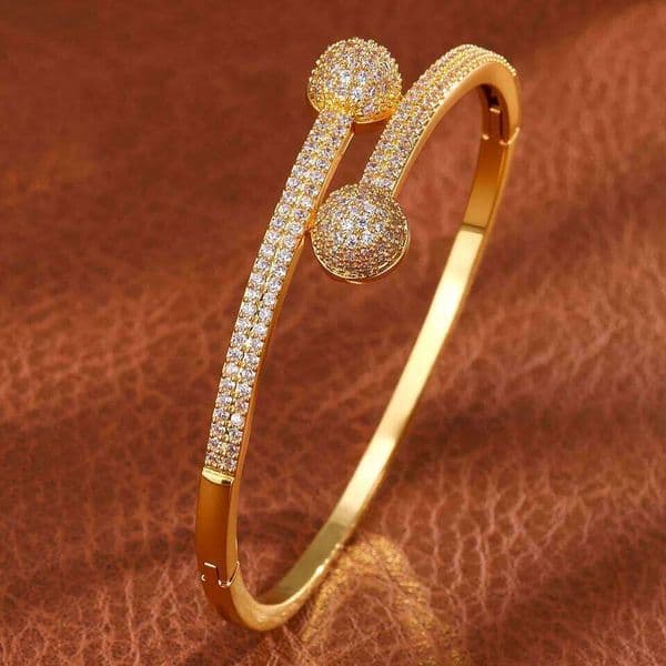 ZAKOL Luxury Zirconium Half Spherical Open Bracelet Micro Inlaid Versatile Saudi Middle East Fashion Party Jewelry