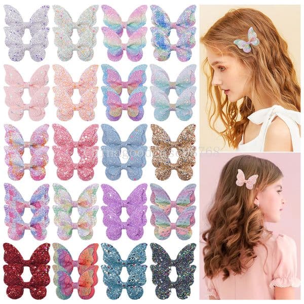 Baby Glitter Bow Clips Color-Transition Alloy-Free Design Gentle-Grip Clasps for Newborn Hair Accessories