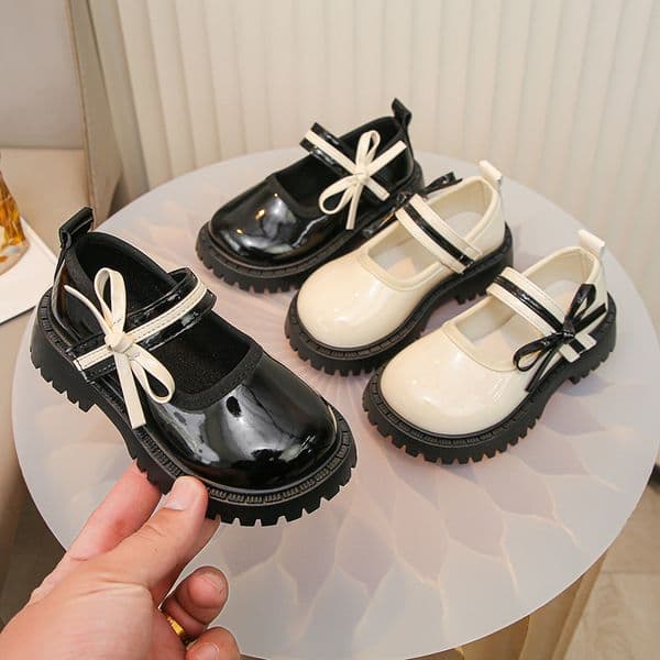 kids shoes brand new spring autumn girls children pu leather shoes kid bow flats shoes size 21-30