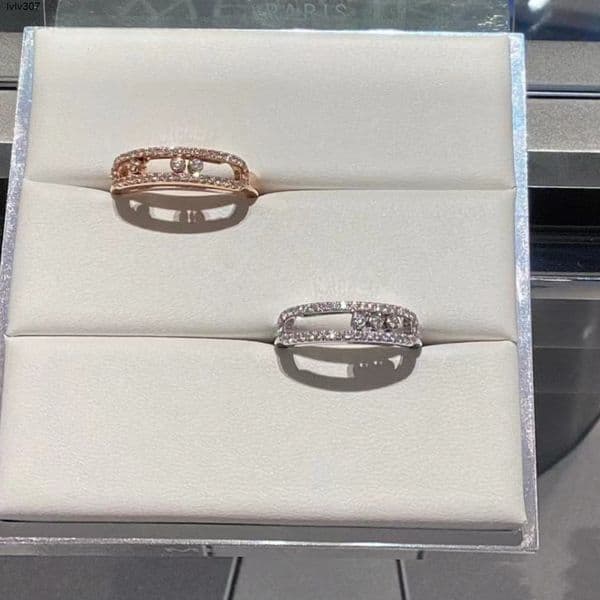 Band Rings High Version Three Narrow Sliding Wedding Couple Messikaity Womens Fashion Diamond Plated 18-karat Rose Gold Ring 26518