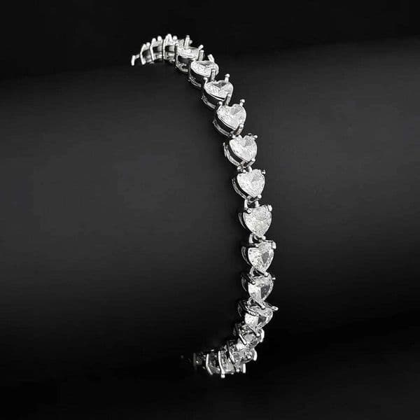 Moonso Luxury Heart Silver Color Bracelet Bangle for Women Wedding Bride on Hand Valentine's Day Gift Jewelry S7982
