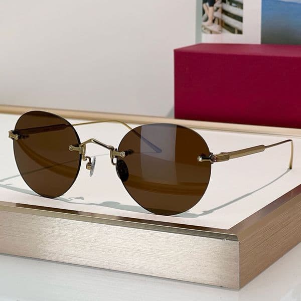Mens designer sunglasses luxury round frameless sunglasses CT0393S stylish outdoor accessories unisex sunglasses vacation drive sunshade goggles with box
