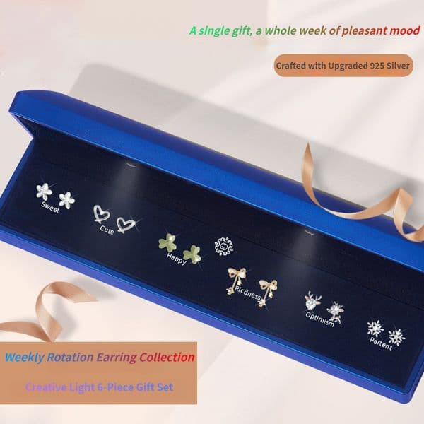 S925 Silver Needle One Week Earring Set High-end Luxury Bowknot Earrings New Year Birthday Gift for Women