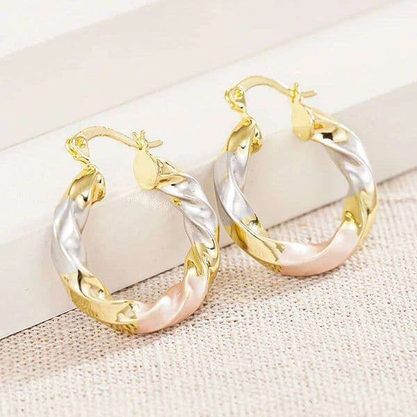 Huitan Trendy Metal Round Circle Statement Earrings Women Low-key Graceful Accessories for Daily Party Elegant Jewelry Gift