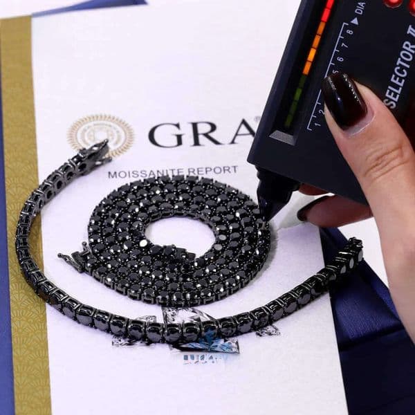 Dia Tennis chain Men's gift Hip hip Sier Ice cold black moissanite premium necklace