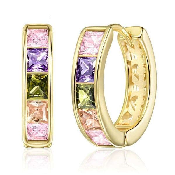 Huitan Stylish Dainty Circle Earrings Female Versatile Gold Color Jewelry with Bright Zirconia Delicate Hollow Style Accessories