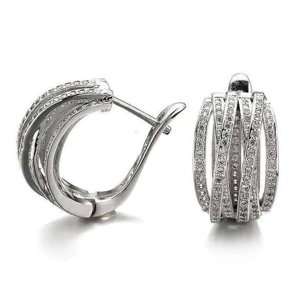 Huitan Luxury Claw Design Lady Hoop Earrings Full Bright Cubic Zirconia Silver Color/Gold Color Accessories Trendy Party Jewelry