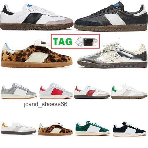 Sambaswomen sandals Designer Shoes Classic Luxurys Vegan Core Black Whote Sliver Leather Flats Sneakers For Men Women Casual Skate Gym