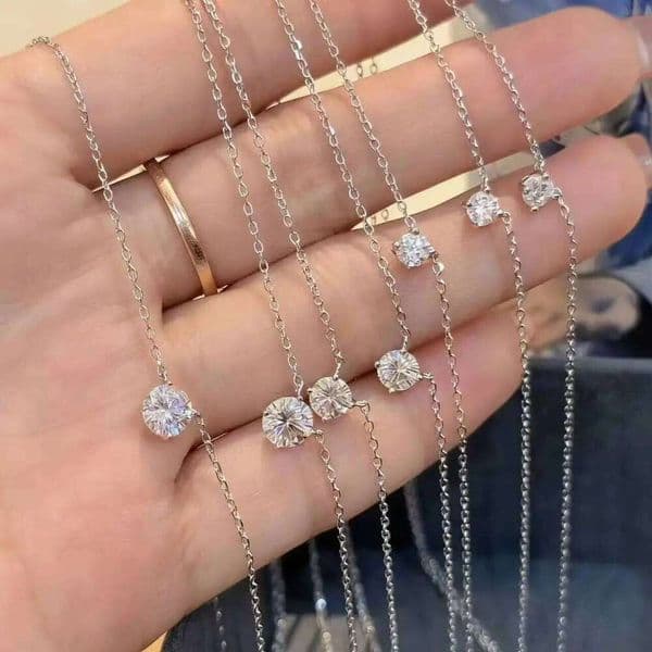 CC Diamand Necklaces For Women Silver Plated Accessory White Cubic Zircon Pendant 41-50cm Chain Wedding Party Jewelry CCN355