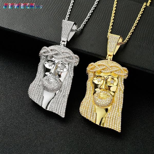 European and American Necklace for Men Retro Head Pendant Micro-paved MoissaniteVVS 92mm High Exaggerated Pendant