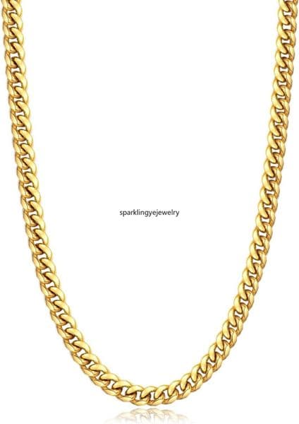 Silver/Black/Gold Chain for Men, Cuban Link Chain Necklace for Men Women, 4mm/6mm Mens Necklace 18K Gold Plated Mens Chains Necklaces 18/20/22/24/26 Inch