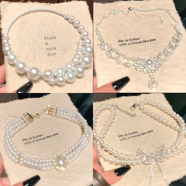 French Style Light Luxury Diamond-studded Butterfly Pearl Necklace For Women Niche Versatile Clavicle Chain Fashionable And Elegant High End Jewelry
