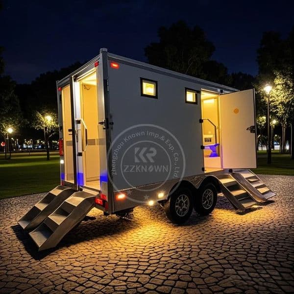 Hot Sale 4 Stalls Restroom Toilets with Shower Outdoor Bathroom Trailer Toilet Mobile Portable Toilet Trailer