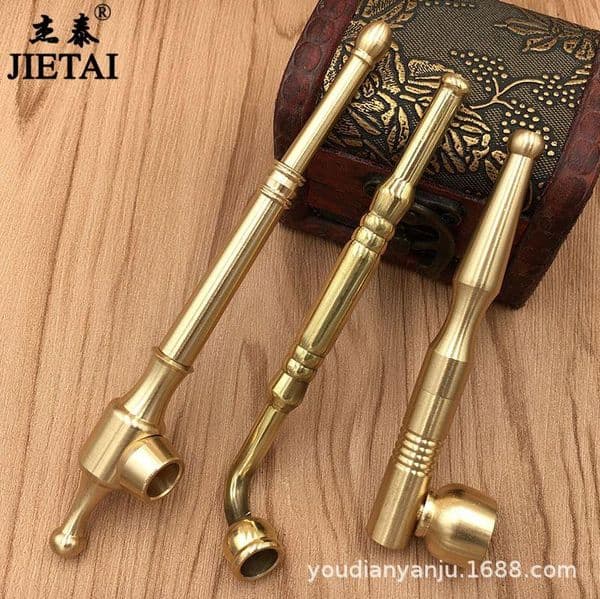 2025Smoking pipes Pure copper dry tobacco pole brass cigarette bag pot dual purpose filter cigarette holder old style pipe one fragrant metal