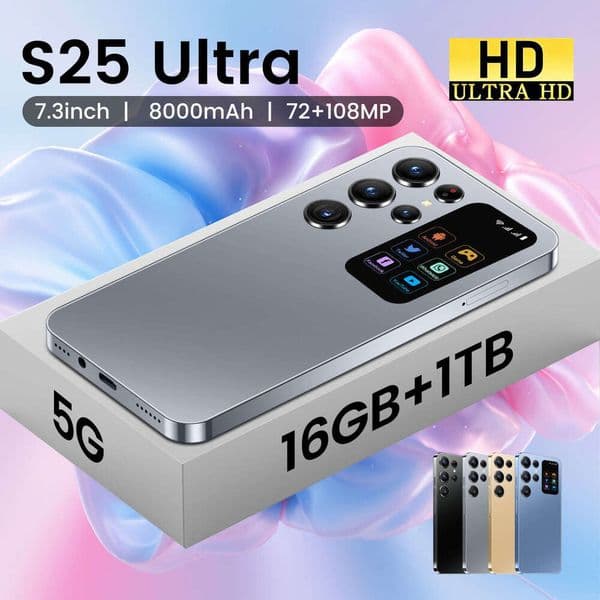 S25 Ultra+ Android 16+512G All-In-One 7.3 Large Screen Cell Phones Unlock Touch Screen Phone Androids Camera Telephone HD Display Face Recognition