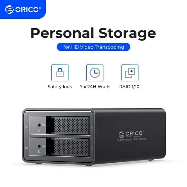 ORICO 95 Series 2 bay 3.5 USB3.0 to SATA With RAID HDD Docking Station Aluminum HDD Enclosure 36W Power Adapter HDD Case