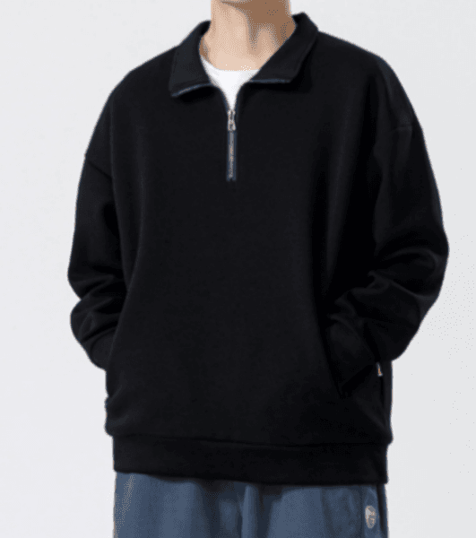 143 Turtleneck Sweatshirt for Men Autumn and Winter Thickened Loose Trendy Solid Color Casual
