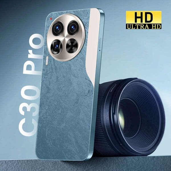 New C30 PRO Phone 16Gb+1Tb Perforated Screen Cell Phones Unlock Touch Screen Phone Androids Camera Telephone HD Display Face Recognition