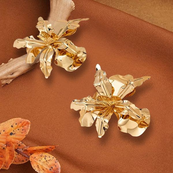Niche Design Oversized Irregular Flower Earrings 1 Pair Women Street Party Fashion Personality Exaggerated