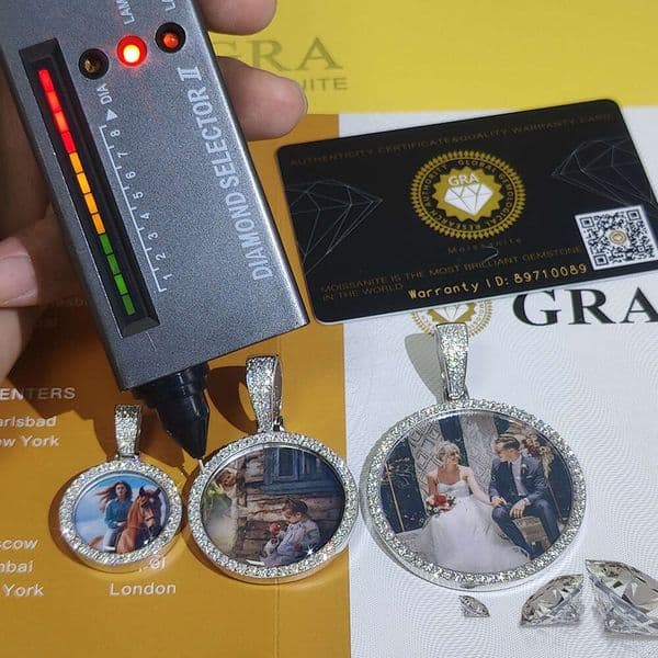 Custom Real 925 Silver VVS Moissanite Memory Photo Pendant Necklace Personalized Customized Picture Pendant Hip Hop Rock Jewelry