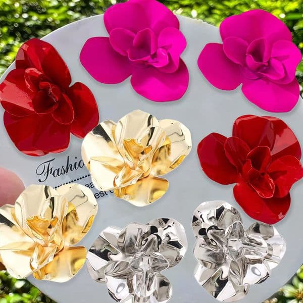 Spring Summer New Exaggerated Flower Earrings High-End Daily Commute Vacation Party Ear Jewelry