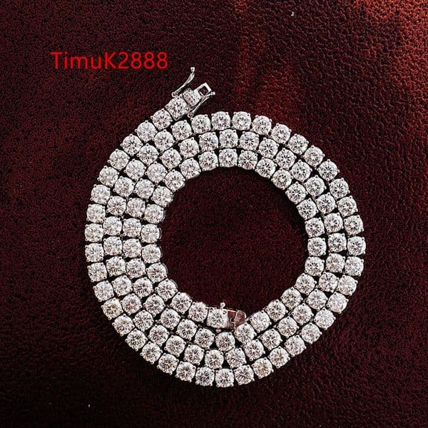 Luxury Shining Fine Custom Real Solid Gold VVS Diamond 3mm Lab Grown Diamond Tennis Chain with 14k Gold