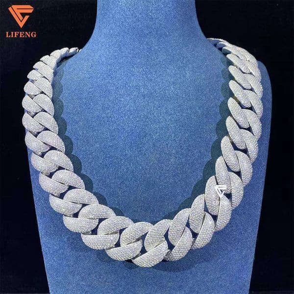 Mossanite 23mm 7Rows Bubble Chain Miami Hiphop Men Mossaanite Cuban Necklace Iced Sier Dia Link