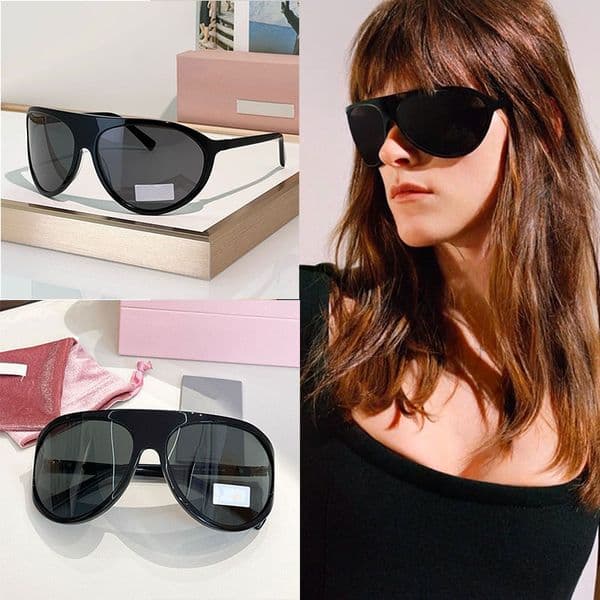 25ss Fashion Show New Niu Enigme Sunglasses Oversized Acetate Pilot Black Frame Modern Fashion Trendy Style Women Mask Sunglasses SMUA01S