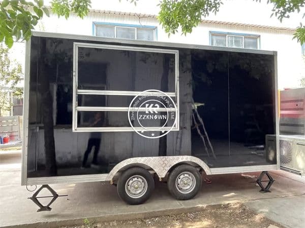Black Food Carts Shop Standard Deep Fryer Mobile Food Trailer Pizza Hot Dog Customized Food Truck with Full Kitchen