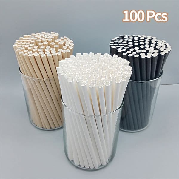 100 Pcs Eco Friendly Vintage Kraft Paper Disposable Straws Wedding Favors Drinking Kids Birthday Party Decoration Event Supplies