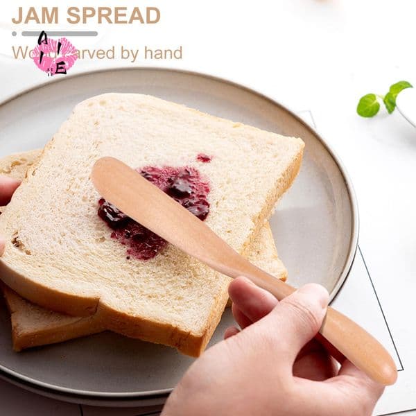 A11E-Wooden Butter Knife Cheese Spreader 6.5 Inch, Jam Knife Butter Cake Knife Mask Knife 6 Pieces