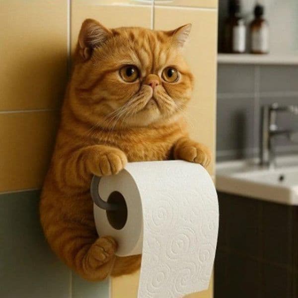 Fun Toilet Paper Dispenser Realistic 3d Printed Cat Wall Mounted Toilet Paper Holder for Easy Bathroom Decoration Unique Cat