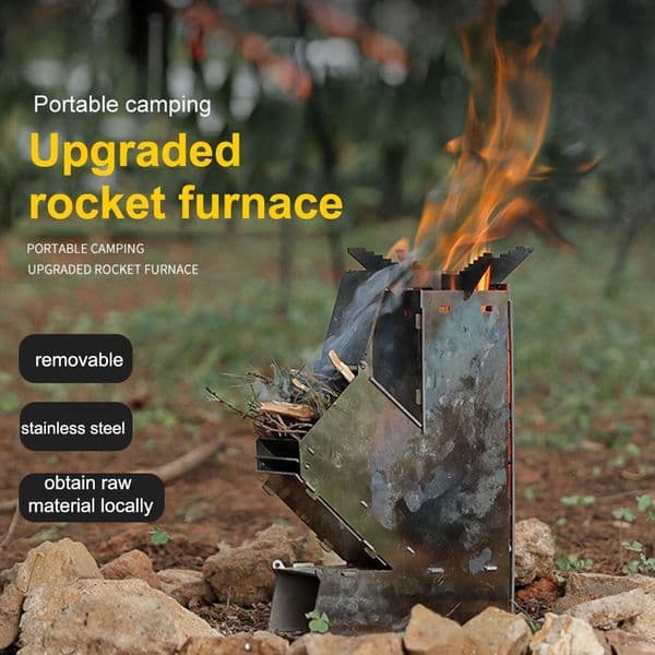 Cooking Stove Stainless Steel Portable Collapsible Camping Stove Outdoor Wood Burning Backpacking Camp Tent Stove for Picnic BBQ