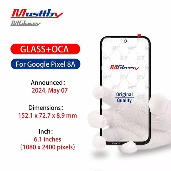 5PCS Musttby (Oleophobic Coating) Screen Touch Glass+OCA For Google Pixel 3 3AXL 4A 7 7A 6 6A 8 8Pro 8A Plating Touch Screen