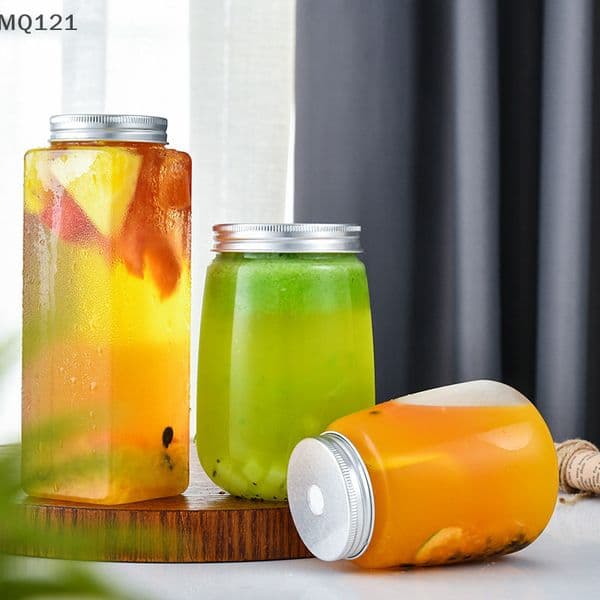 1pcs Plastic Milk Tea Drink Bottle Take Out Coffee Milk Tea Bar Supplies Mason Jars Drink Storage Containers For Food Party