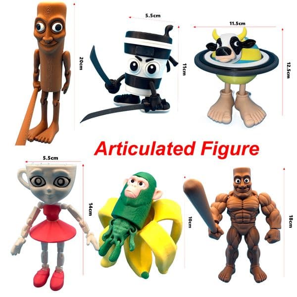 Novelty Articulated Figure Tungtungtung Sahur 3D Printing Wood Stick Man Figurine Desktop Arm Movable Action Figure Collectible
