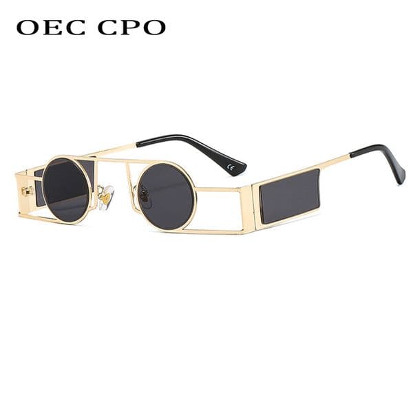 OEC CPO Punk Men Round Sunglasses Vintage Women Retro Round Sun Glasses Female Unique Metal Steampunk Eyewear UV400 oculos