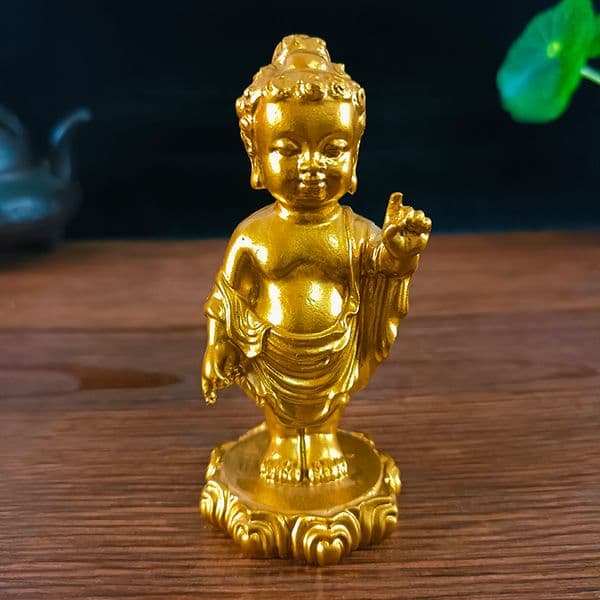 Gold Lucky Prince Buddha Statue Sculpture Feng Shui Home Garden Decoration Sakyamuni Buddha Figurines Landscape Ornament