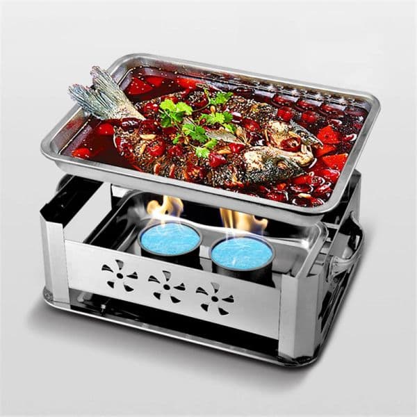 Grilled fish dish Special pot Rectangular baking tray Stainless steel fish grill Commercial grill Alcohol tray korean bbq olla