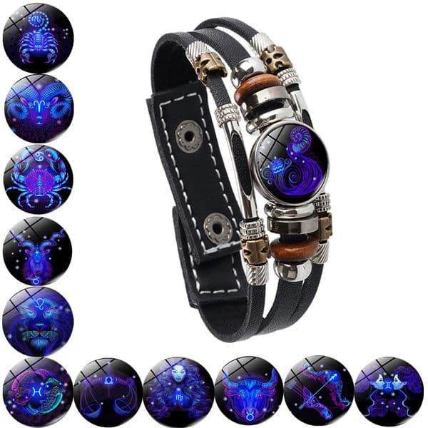 Constellation Zodiac Signs Aries Leo Libra Aquarius Virgo Gemini Multilayer Wrap Bracelets For Women And Men Gifts