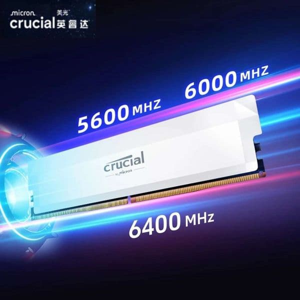 Crucial Pro DDR5 RAM 2x16GB Kit/16GB Single 6000 6400MHz Overclocking Desktop Gaming Memory Intel XMP 3.0 AMD Expo Compatible